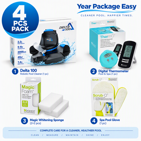Delta™ 100 Pool Robot Cleaning Set with Digital Thermometer, Cleaning Glove & Whitening Sponge
